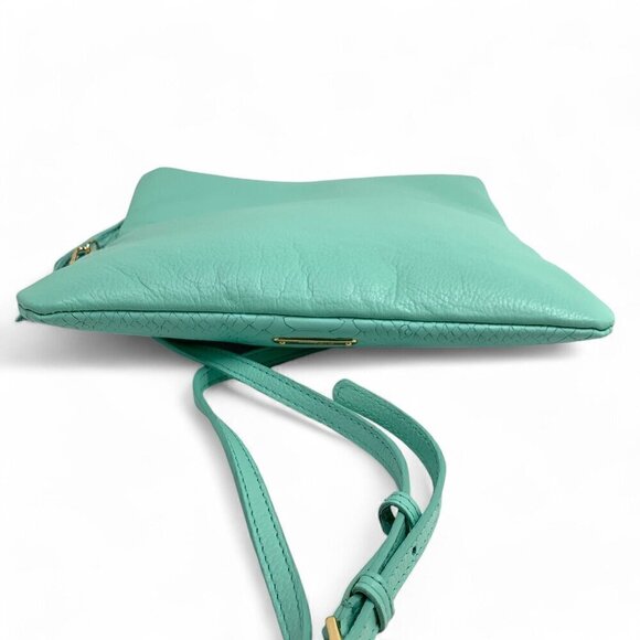 GiGi New York Stella Fold-Over Clutch Convertible Crossbody Green Leather - Picture 6 of 11